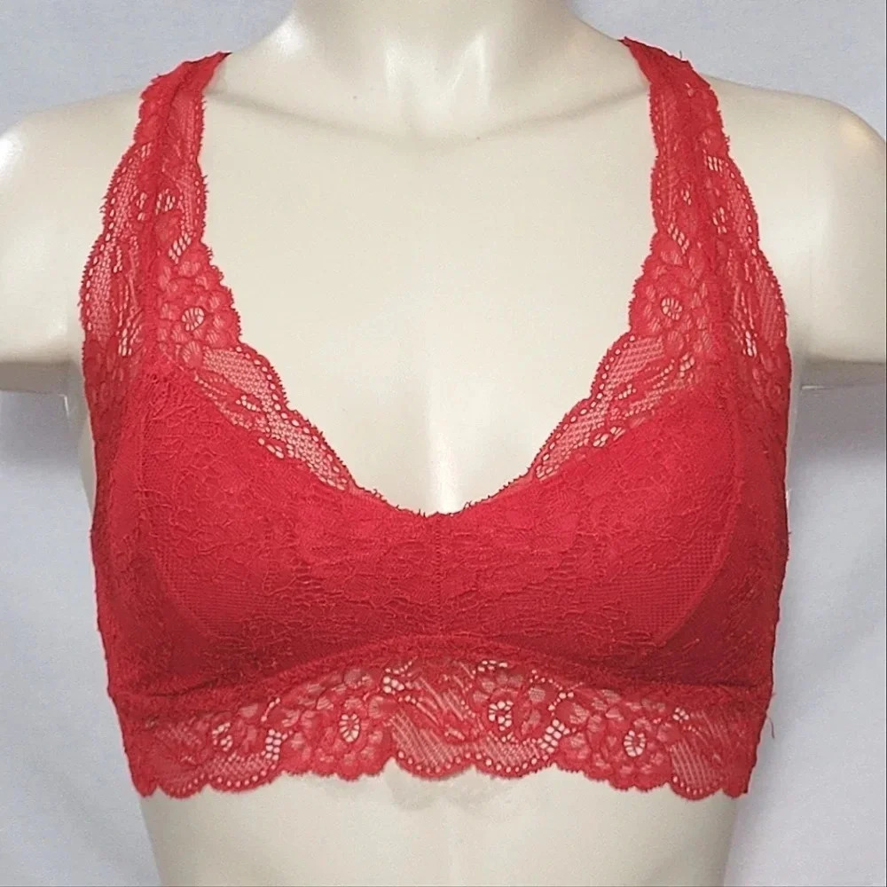 XS X-SMALL‎ Gilligan Lace Pullover Racerback Bralette Red NWT
